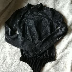 Vibrato metallic bodysuit black and silver Size S